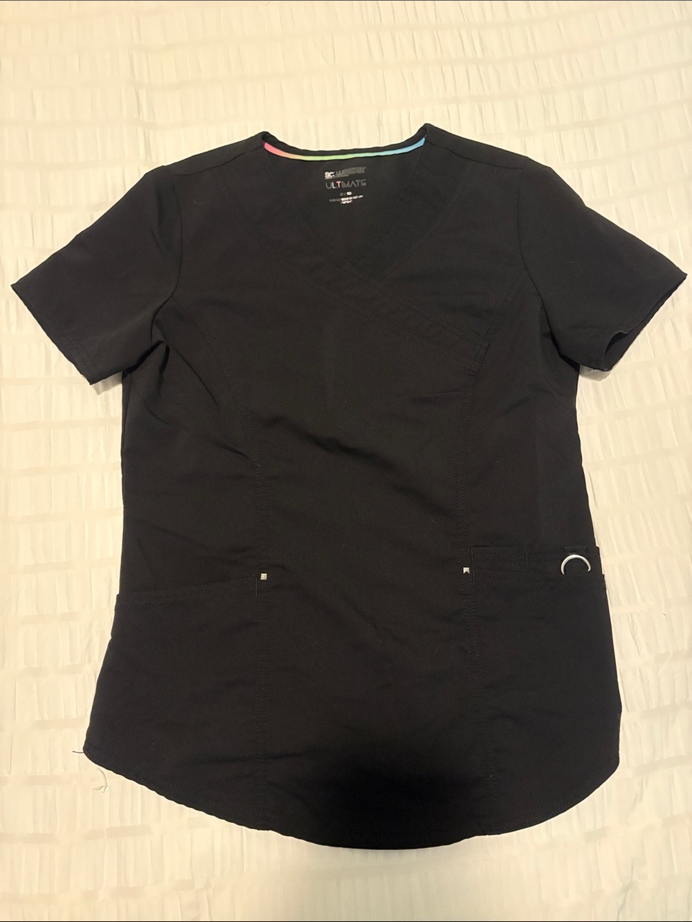 ScrubStar Black Short Sleeve V-Neck Scrub Top